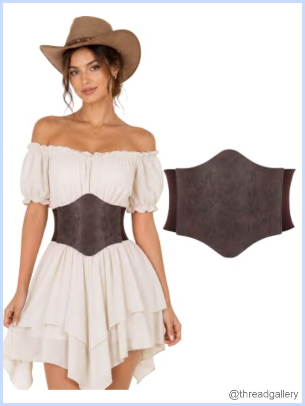 Women's Faux Leather Corset Belt Western Cowgirl Waist Belt